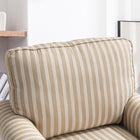 Ebello - Kandyn Fauteuil tonneau pivotant 29,7 po rembourré rayures douces coussin amovible, brun-Tissu résistant aux éraflures : le revêtement supporte les rayures, préservant l’apparence neuve du fauteuil même dans les zones à fort passage