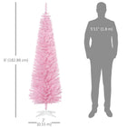 HOMCOM - Sapin de Noël artificiel 6' mince - décoration de fête - rose-La base est détachable pour un rangement facile 