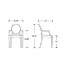 Nicer Furniture - fauteuil fantôme transparente de Louis XVI-Convient pour une utilisation intérieure et extérieure. Chaise empilable pour un rangement facile