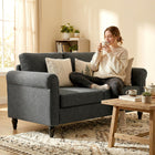 HOMCOM - Canapé loveseat avec accoudoirs courbés - gris foncé-Les patins de pieds réglables assurent la stabilité sur les surfaces inégales 