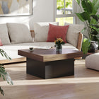 HOMCOM - Table basse carrée avec éclairage LED - noyer-Assemblage requis