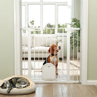 PawHut - Barrière pour animaux de compagnie extra large 30"-41" avec petite porte - 35"H - Blanc-Livrée avec un bloc de verrouillage inférieur, ce qui améliore la stabilité