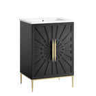 Modway - Awaken 24" Vanette de salle de bain - Blanc Noir-Armoire de toilette moderne pour salle de bain