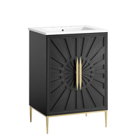 Modway - Awaken 24" Vanette de salle de bain - Blanc Noir-Armoire de toilette moderne pour salle de bain