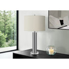 Monarch Specialties - Luminaire - 28 po H Lampe De Table - Métal Nickelé - Abat-Jour Ivoire / Crème - Contemporain-L'interrupteur rotatif à 3 voies permet de brancher une seule ampoule (non incluse) d'une puissance maximale de 100 W/120 V, ce qui vous donne la possibilité d'ajuster l'ambiance lumineuse pour éclairer ou assombrir instantanément la pièce