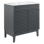Modway - Render 30" Armoire à coiffeuse de salle de bain - Gris blanc-Style moderne du milieu du siècle