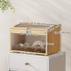 PawHut - Cage à Hamster avec Cabane, Bascule et Échelle - Bois Naturel-Trous de ventilation sur deux côtés assurant la circulation de l’air et réduisant les odeurs