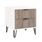 Manhattan Comfort - Dumbo table de chevet moderne, commode et commode haute 5 tiroirs - blanc et gris rustique - ensemble de 3-Garantie limitée du fabricant de 30 jours