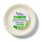 Eco Guardian - Assiettes 9" - paquet de 20-Fibre de canne à sucre blanche renouvelable