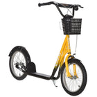 Aosom - Trottinette pour enfants et adolescents avec guidon réglable, 2 freins, panier - orange-Large plateforme texturée pour garder vos pieds en place et maintenir l’équilibre 