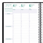 Blueline - 2027 agenda hebdomadaire/mensuel Timanager 13 mois 7 jours Blueline – 11 po x 8 1/2 po – noir-Coins détachables
