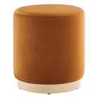 Modway - Tilden Velours rond de performance de 16" Rembourré Ottoman - Rouille naturelle-Revêtement en velours de performance