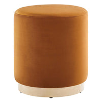 Modway - Tilden Velours rond de performance de 16" Rembourré Ottoman - Rouille naturelle-Revêtement en velours de performance