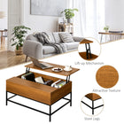 HOMCOM - Table basse à plateau relevable avec compartiment de rangement caché - teck-Couleur : teck