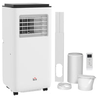 HOMCOM climatiseur portable 8 000 BTU avec minuterie pour pièce de 345 pi² - blanc-Trois fonctions : refroidissement, déshumidification, ventilation. Deux modes : auto (réglage automatique en mode refroidissement ou ventilation selon la température), et sommeil (augmentation douce de la température chaque heure) 