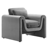 Modway - Waverly Performance Velvet Fauteuil - Gris-Fauteuil moderne unique