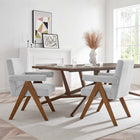 Modway - Lyra Tissu Chaise de salle à manger Ensemble de 2 - Tissu gris clair-Tissu tissé en bruyère