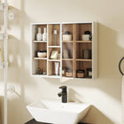 HOMCOM - armoire de rangement murale pour salle de bain avec porte miroir et étagère - blanc-Étagère ouverte de chaque côté et armoire avec porte comprenant deux étagères réglables pour vos nécessités quotidiennes 