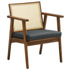 Modway - Thera Cuir et canne véganes Fauteuils d’accent - Noir noyer - Ensemble de 2-Coussin amovible