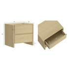 Manhattan Comfort - Linda 24" Table de nuit moderne à 2 tiroirs - Chêne naturel - Lot de 2-Design minimaliste et discret avec des façades de tiroirs lisses et arrondies pour une esthétique moderne et douce