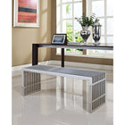 Modway - Gridiron Grand Acier inoxydable Banc - Argent-Construction en acier inoxydable
