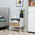 HOMCOM - table de chevet moderne avec tiroir et étagère de rangement - blanc-Fonctionne bien comme table de nuit, bout de canapé ou petit organisateur pour les petites pièces