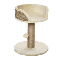 PawHut - Arbre à chat petit avec poteau à griffer, perchoir, balle jouet - beige-Petite balle suspendue pour que votre chaton/chat puisse jouer 