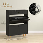 HOMCOM - Armoire à chaussures avec 2 tiroirs rabattables pour 12 paires - noir-Plateau supérieur plat mettant en valeur la décoration 