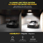 Bell+Howell - Éclairage d'atelier à LED Highburst Pro - 10 000 lumens-Installation simple : pas de câblage dur ou d'électriciens nécessaires, il suffit de brancher le cordon de 9 pieds inclus au sommet de la lumière à une extrémité et à une prise électrique à l'autre extrémité, économiser du temps et du stress avec une lumière facile à installer