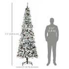 HOMCOM - Sapin de Noël artificiel 7 - 5' forme crayon enneigé - ouverture automatique-Construction à charnière/conception en sections/branches s'ouvrant automatiquement pour une installation rapide 