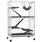 PawHut - Cage à 5 niveaux pour lapin, cochon d’Inde, furet, rat, hamster 50 po H - gris clair-Idéal pour une variété de petits animaux, y compris le vison de compagnie, le chinchilla, le petit chat et d'autres petits animaux de taille similaire 