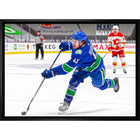 Quinn Hughes Vancouver Canucks Shooting sur toile - Toile encadree - 31" x 22"-Impression sur toile de qualité supérieure avec bordures enveloppées
