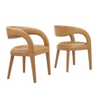 Modway - Pinnacle Cuir végane Chaise à manger Ensemble de 2 - Tan-Ensemble de chaises de salle à manger modernes