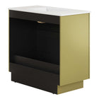 Modway - Quantum 36" Vanette de salle de bain - Or blanc-Bassin d’évier en céramique