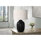Monarch Specialties - Luminaire - 26 po H Lampe De Table - Céramique Noire - Abat-Jour Ivoire / Crème - Contemporain-L'nterrupteur rotatif à 3 voies facile à utiliser soutient une seule ampoule (non incluse) d'une puissance maximale de 100W/120V, vous permet de varier l'ambiance lumineuse afin d'éclairer ou d'assombrir instantanément la pièce