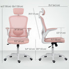 HOMCOM - Chaise de bureau ergonomique avec soutien lombaire 4d - rose-Siège pivotant à 360° et roulettes en PU pour une mobilité fluide sur différents types de sols 