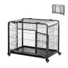 PawHut - Cage pour chien pliable robuste pour grands chiens - 43 po L x 28 po l x 31 po H-Un dispositif anti-chute inclus pour empêcher le plateau de glisser 