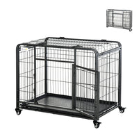PawHut - Cage pour chien pliable robuste pour grands chiens - 43 po L x 28 po l x 31 po H-Un dispositif anti-chute inclus pour empêcher le plateau de glisser 