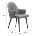 Zuo - Silloth Chaise de salle à manger - Gris-Garantie limitée de 3 ans