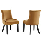 Modway - Marquis Performance Velvet Chaises de salle à manger Ensemble de 2 - Cognac-Cadre en bois massif