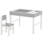 Qaba - Ensemble table et chaises Lego pour enfants avec rangement - Gris-L'ensemble de 2 pièces comprend 1 bureau et 1 chaise assortie 
