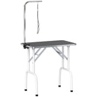 PawHut - Table de toilettage pliable pour petit chien 32 po, avec bras réglable - noir-Cadre métallique robuste avec pieds antidérapants empêchant la table de vaciller 