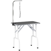 PawHut - Table de toilettage pliable pour petit chien 32 po, avec bras réglable - noir-Cadre métallique robuste avec pieds antidérapants empêchant la table de vaciller 