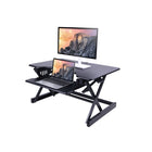 Rocelco – Plateforme pour bureau assis/debout, hauteur réglable, EADR+MAFM avec tapis anti-fatigue moyen, noir (EADRMAFM)-DESIGN STABLE ET DURABLE : le vérin à gaz de luxe soulève et abaisse facilement jusqu'à 35 lb, cadre en métal noir robuste