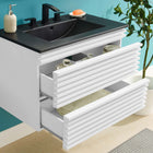 Modway - Render Fixation murale de 30" Vanette de salle de bain - Blanc Noir-MDF et panneau de particules