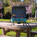 Kenmore - Barbecue de table rétro à 2 brûleurs - turquoise-Grille de maintien au chaud en acier inoxydable 201.