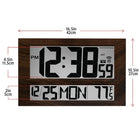 Marathon – Horloge murale géante atomique avec date et température, grain de bois-16 1/2 larg. x 10 1/2 haut. x 1 3/4 épais (po), avec un cadre en plastique à l’apparence de grain de bois