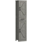 HOMCOM - Armoire de rangement de salle de bain étroite 67 po, gris foncé vieilli-Les portes de grange et les poignées en T ajoutent un charme de ferme 