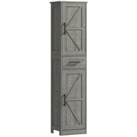 HOMCOM - Armoire de rangement de salle de bain étroite 67 po, gris foncé vieilli-Les portes de grange et les poignées en T ajoutent un charme de ferme 