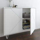 Nexera - Console de rangement 2 portes Slim, Blanc-Facile et rapide à monter, ce meuble de la collection Slim nécessite d'être fixé au mur